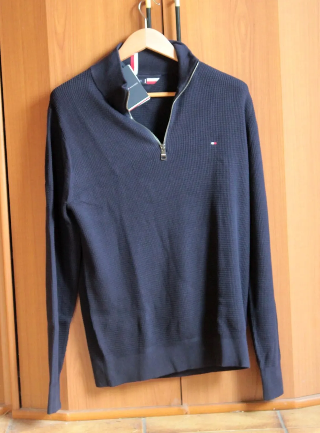 Tommy Hilfiger felpa uomo zip desert sky senza cappuccio pile