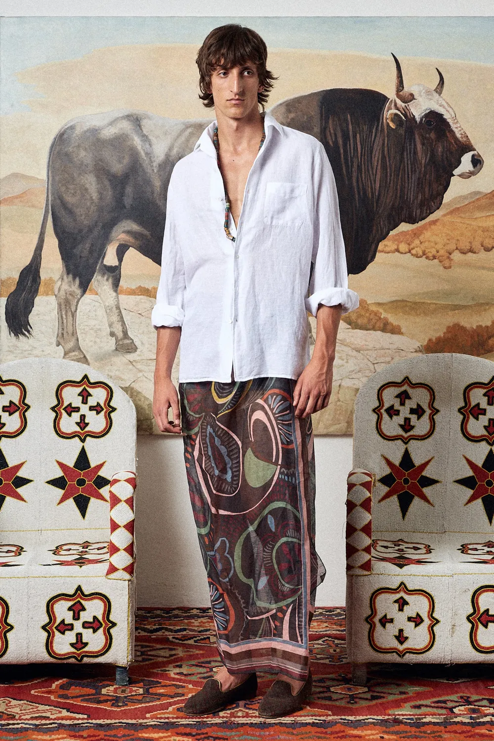 Massimo Alba Stole stola carbone cotone lino