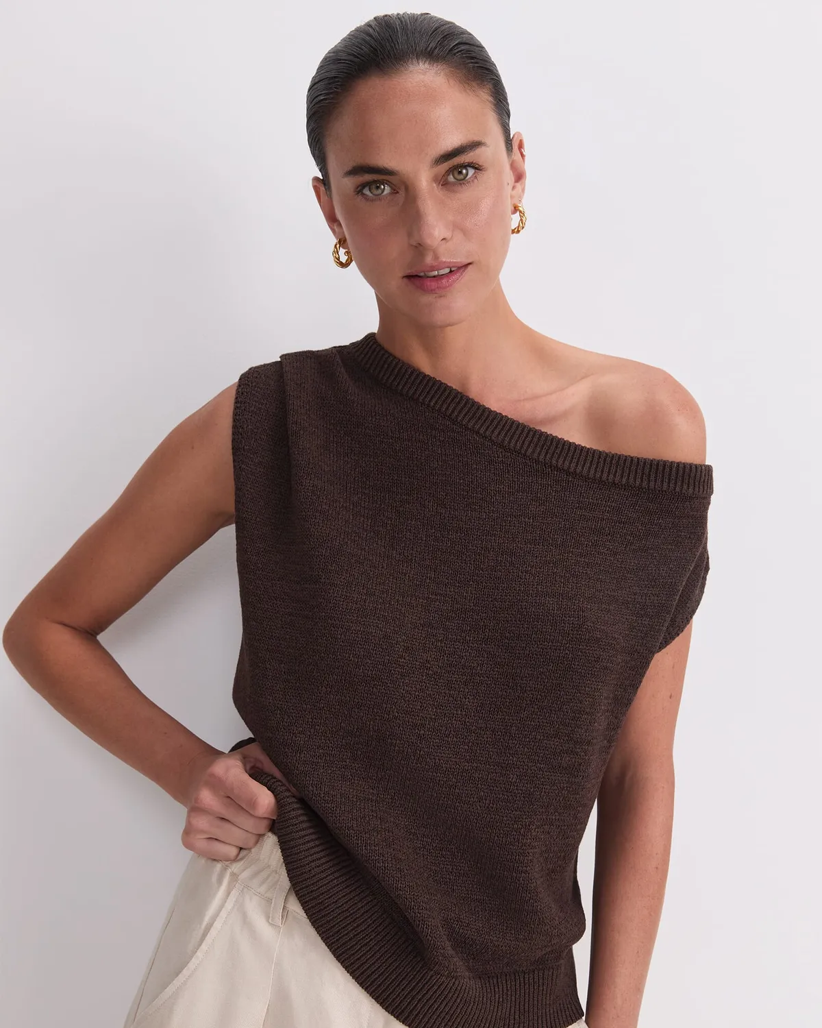 Sportscraft Josie Asymmetric maglia cotone scollo aperto