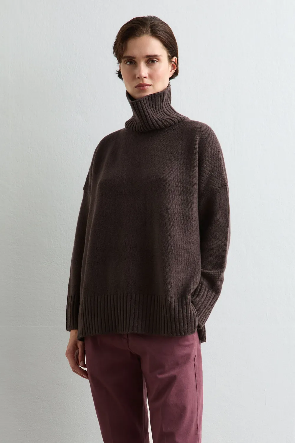 Massimo Alba Cara dolcevita donna chicory coffee cashmere