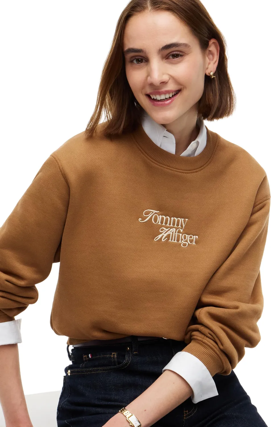 Tommy Hilfiger Script WW0WW51598 felpa donna girocollo