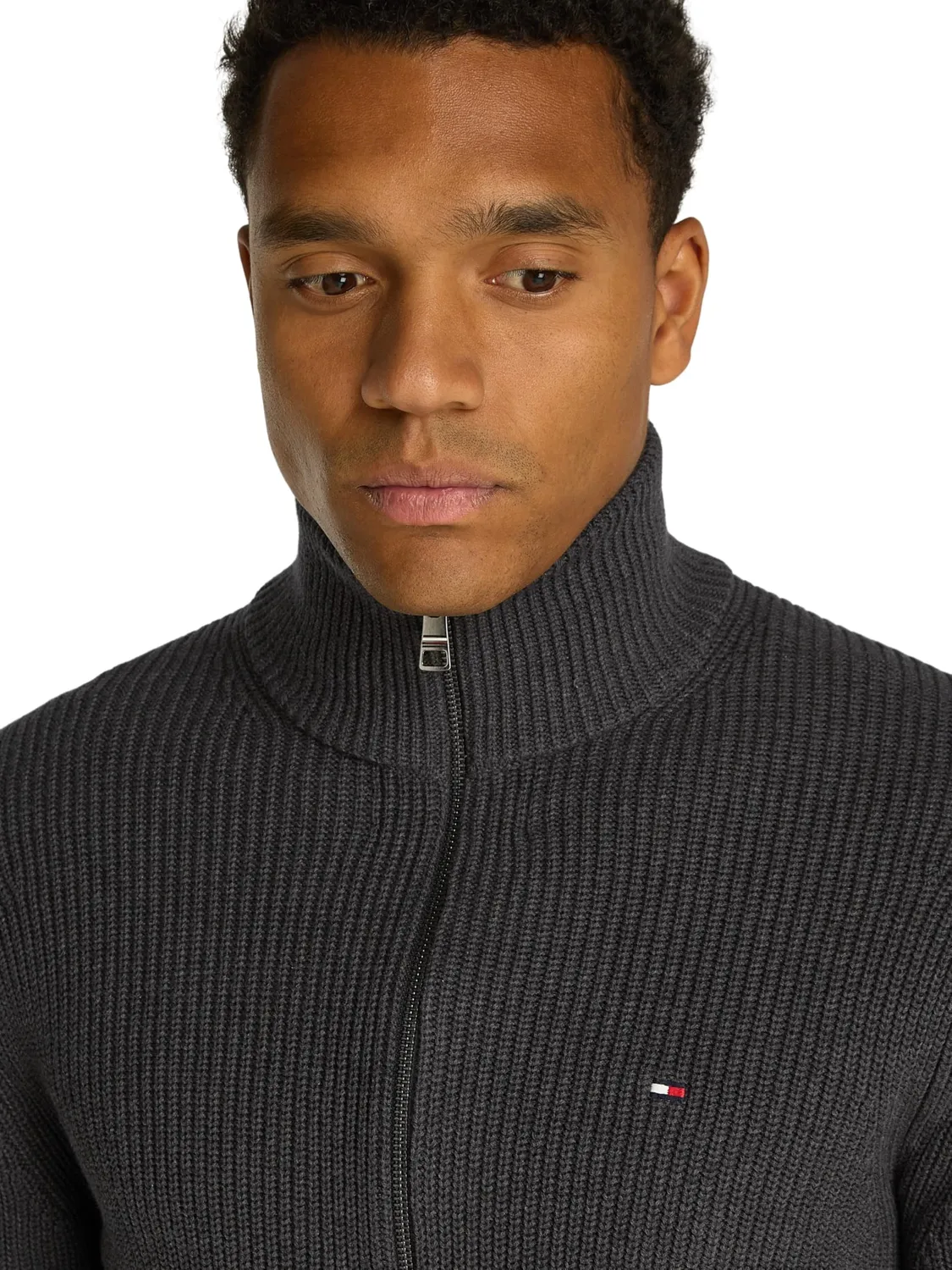 Tommy Hilfiger Zip Through cardigan uomo blu cotone