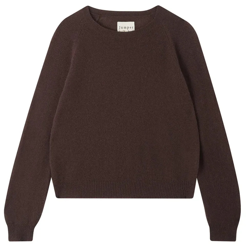 Jumper 1234 Cashmere Crop Crew maglione marrone scuro