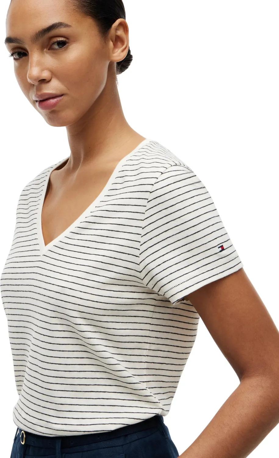 Tommy Hilfiger Co Linen WW0WW48704 maglietta lino ecru
