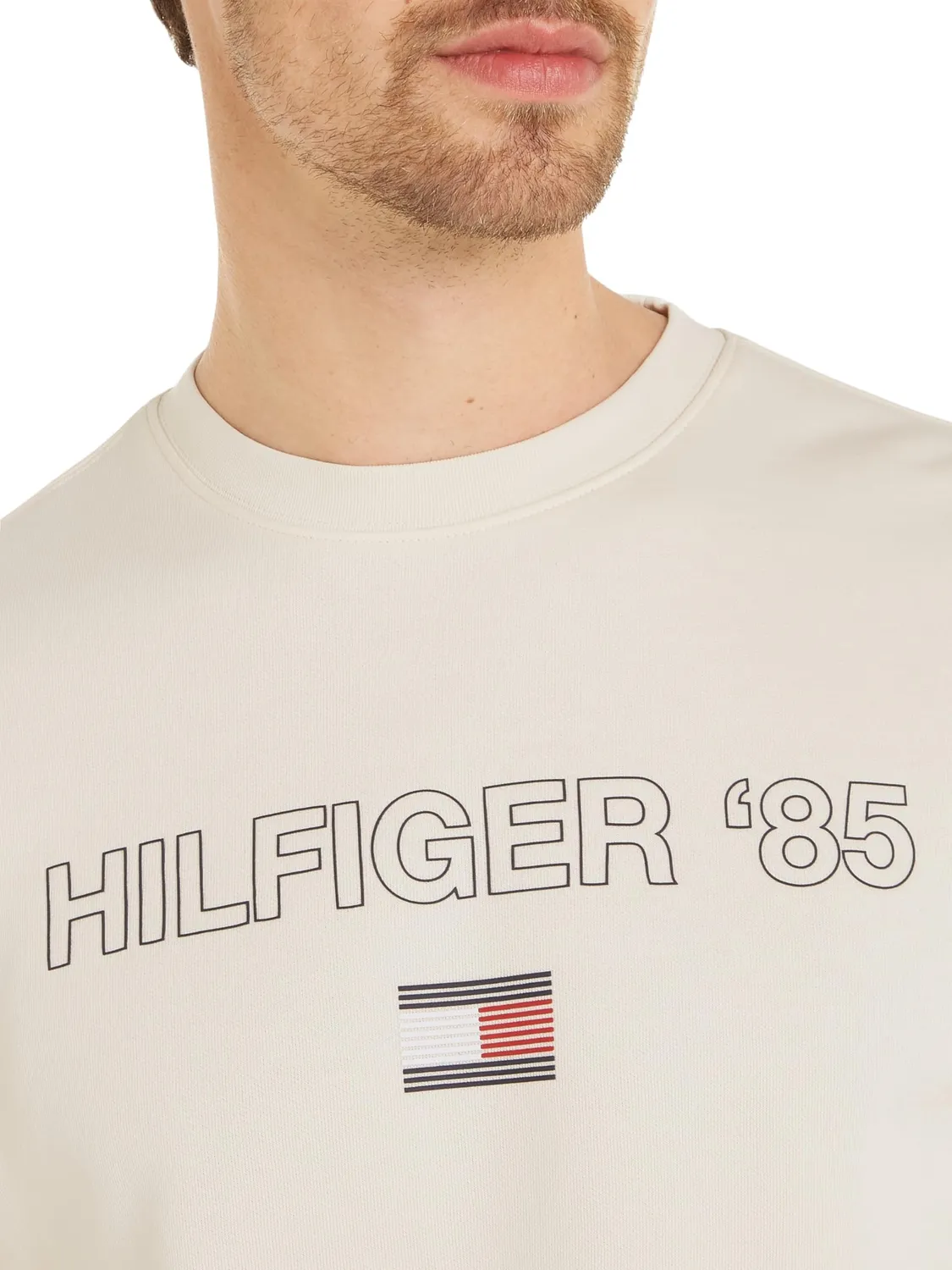 Tommy Hilfiger felpa uomo senza cappuccio beige XS