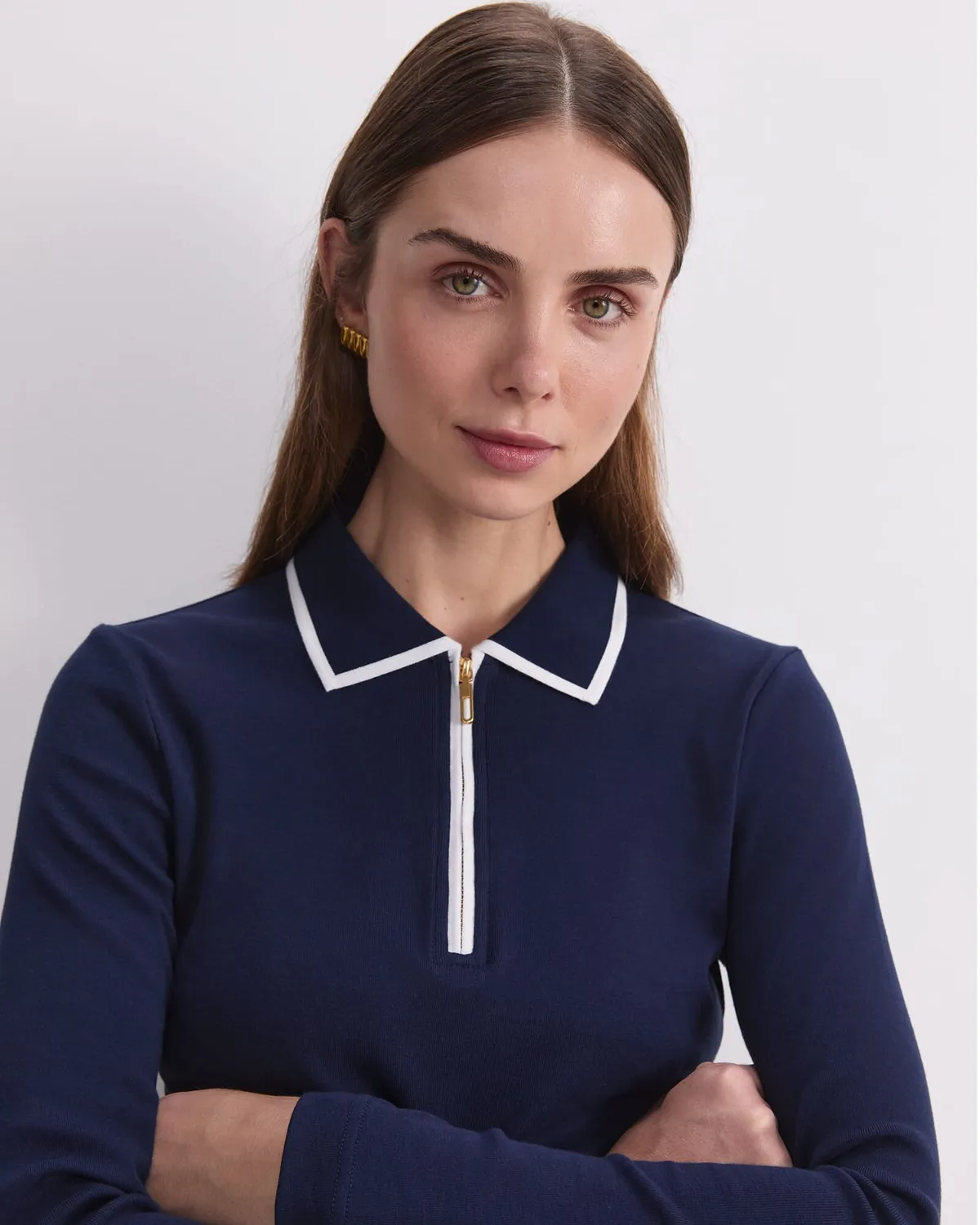 Sportscraft Lucy top cotone donna zip collo aderente