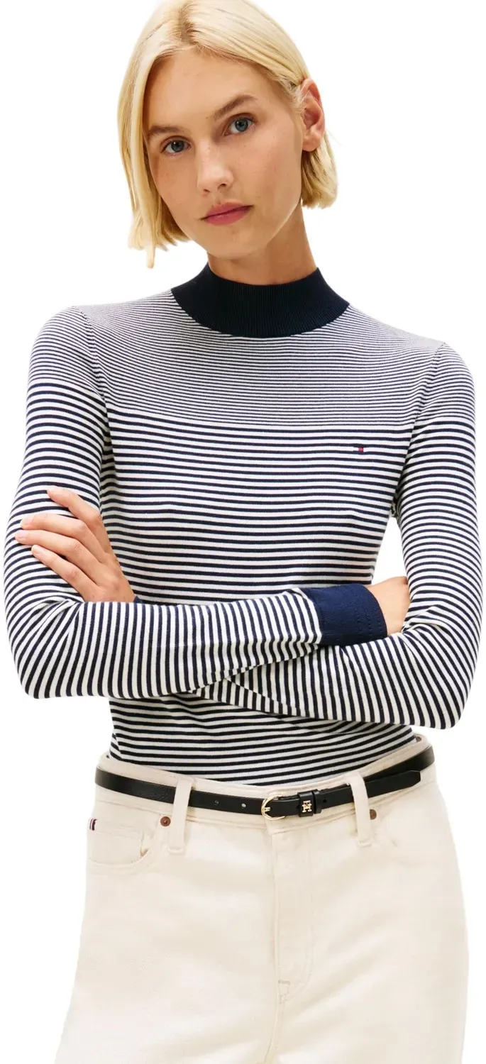 Tommy Hilfiger Jersey Maglia Donna Lupetto Cotone Bio Nero