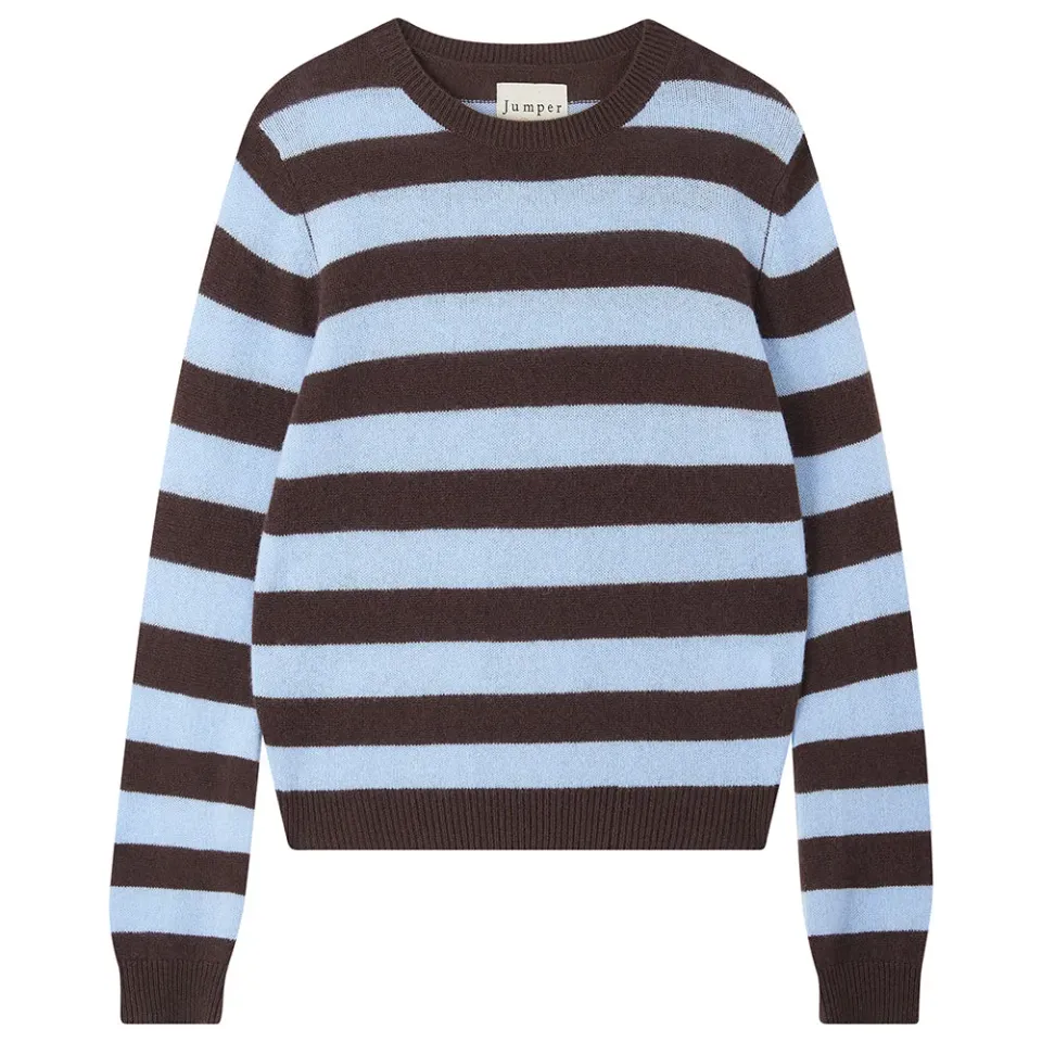 Jumper 1234 Cashmere Stripe Crew maglione righe marrone blu