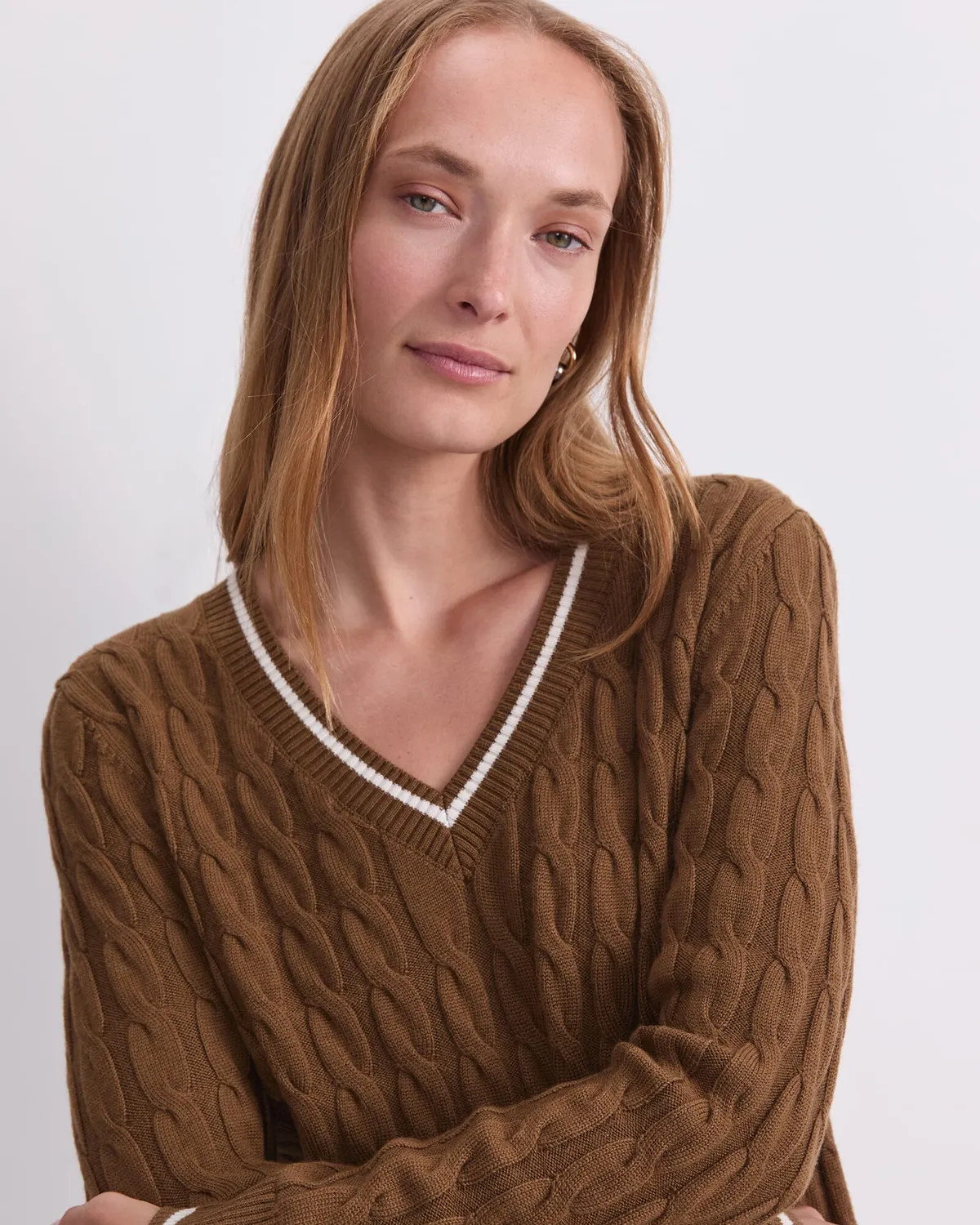 Sportscraft Merino Cable maglione lana merino scollo V