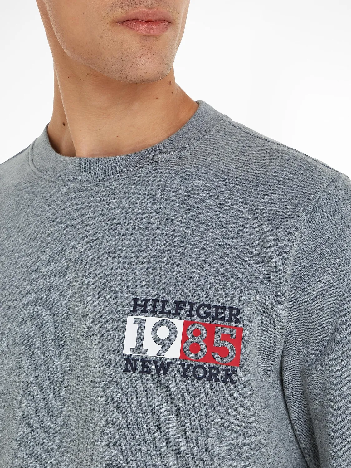 Tommy Hilfiger felpa uomo girocollo grigia medium grey XS