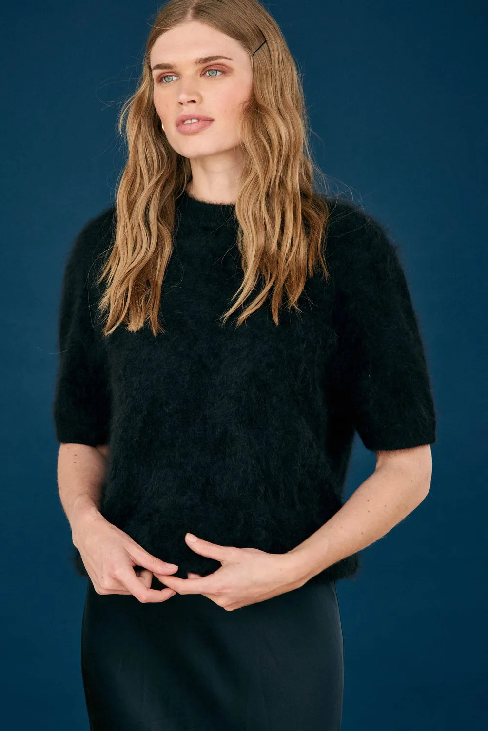 Jumper 1234 Brushed T-shirt maglia nera spazzolata oversize
