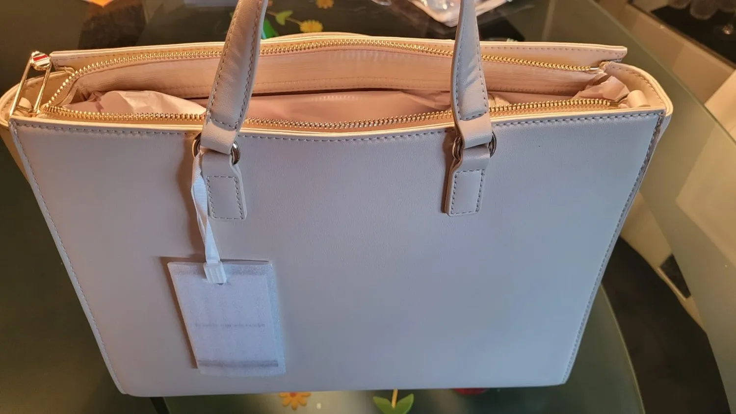 Tommy Hilfiger Fresh Satchel borsa tracolla donna beige grande