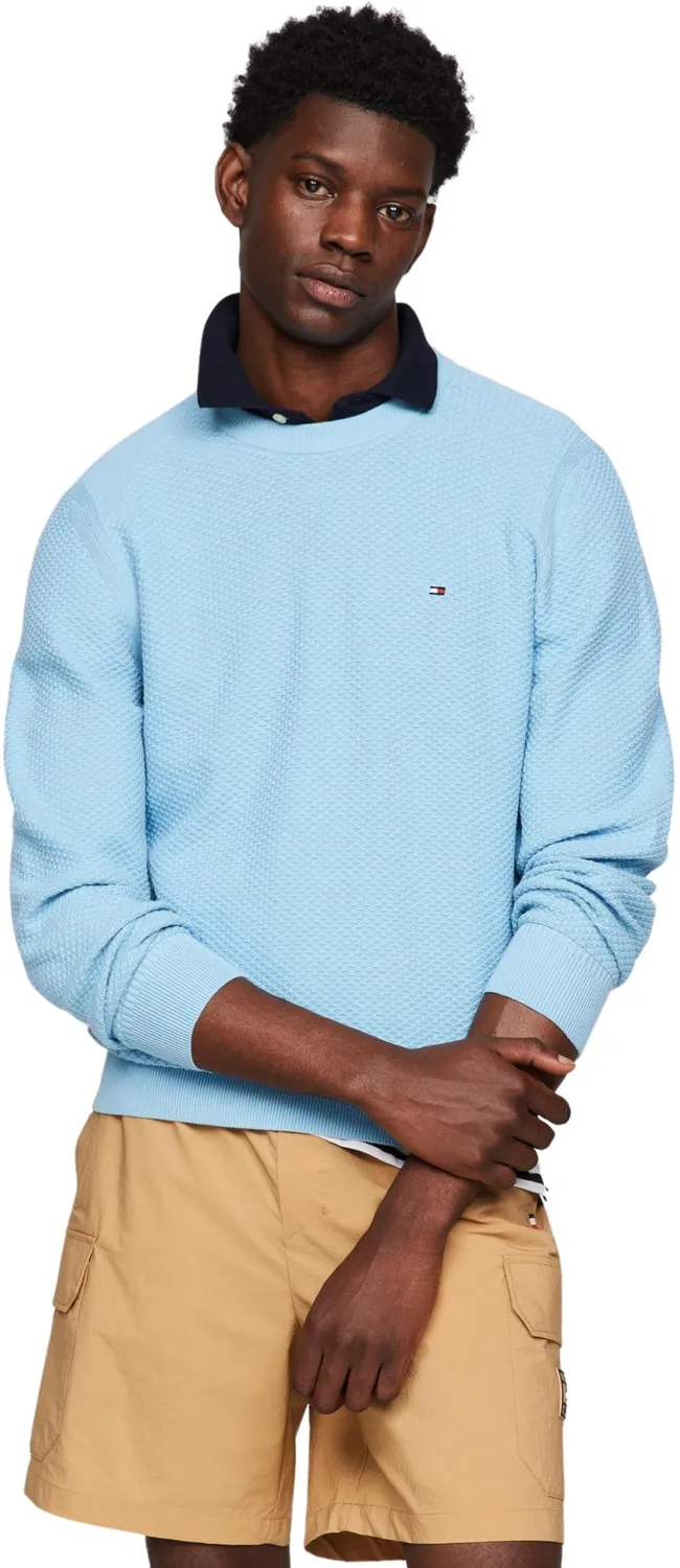 Tommy Hilfiger Jimmy Texture Crew Pullover maglione uomo beige morbido