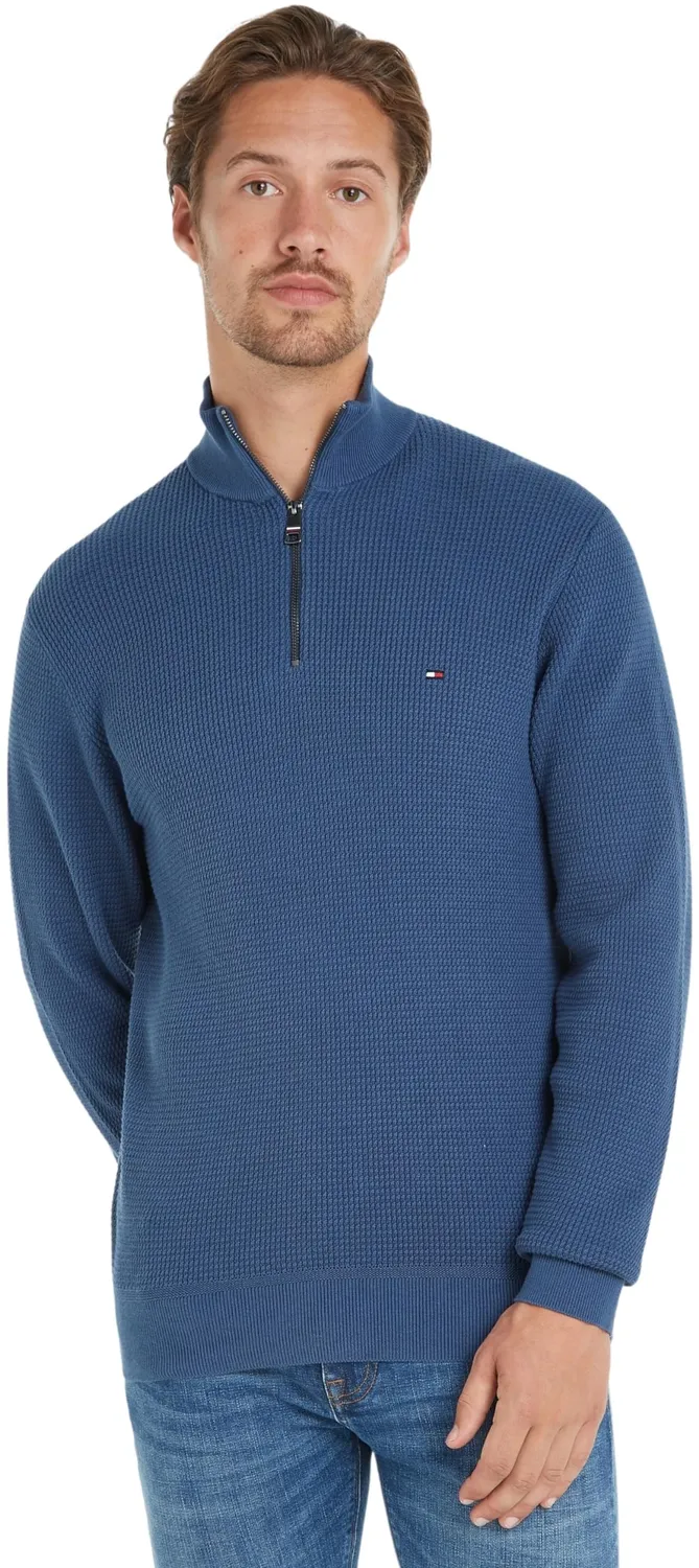 Tommy Hilfiger felpa uomo zip desert sky senza cappuccio pile