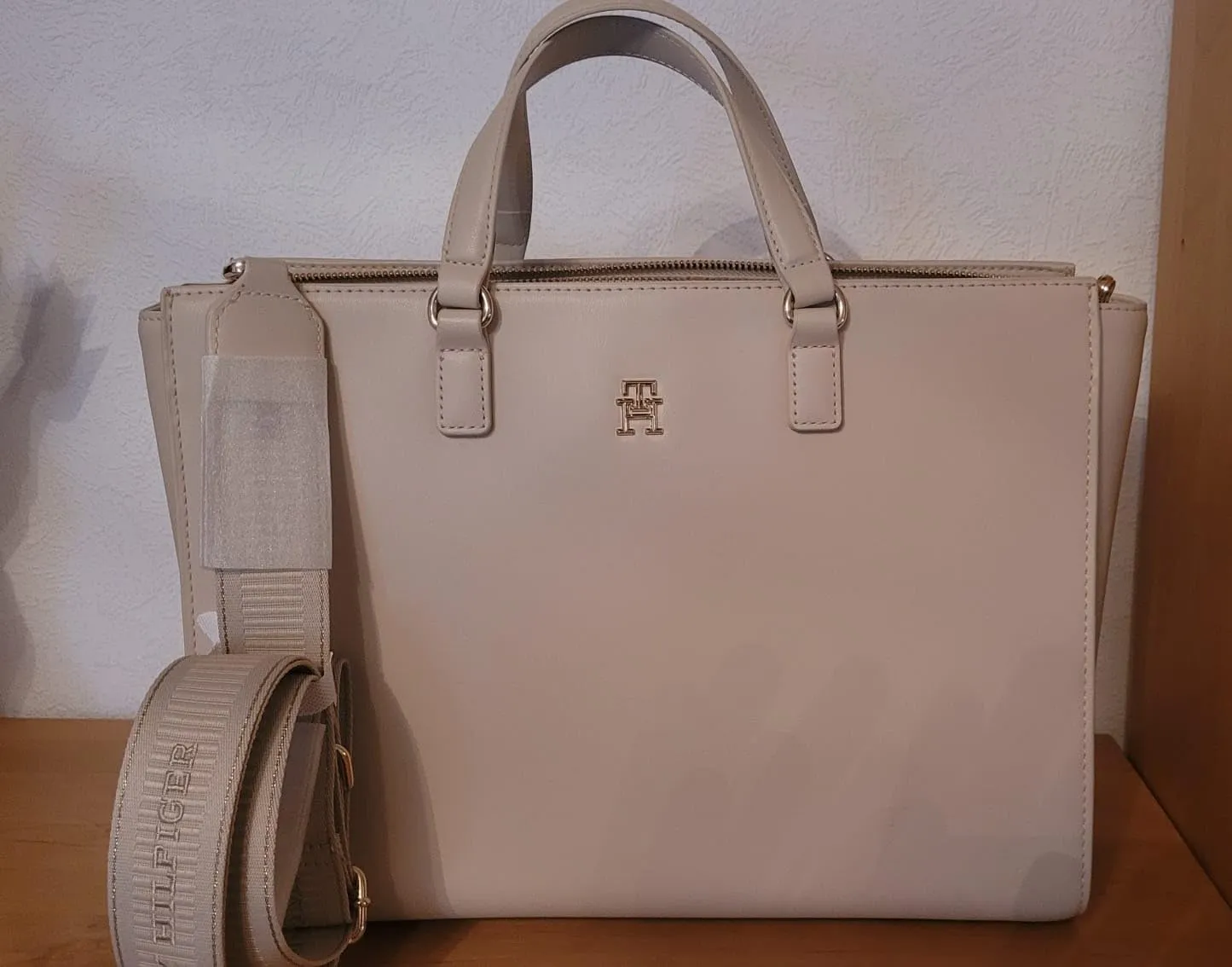 Tommy Hilfiger Fresh Satchel borsa tracolla donna beige grande