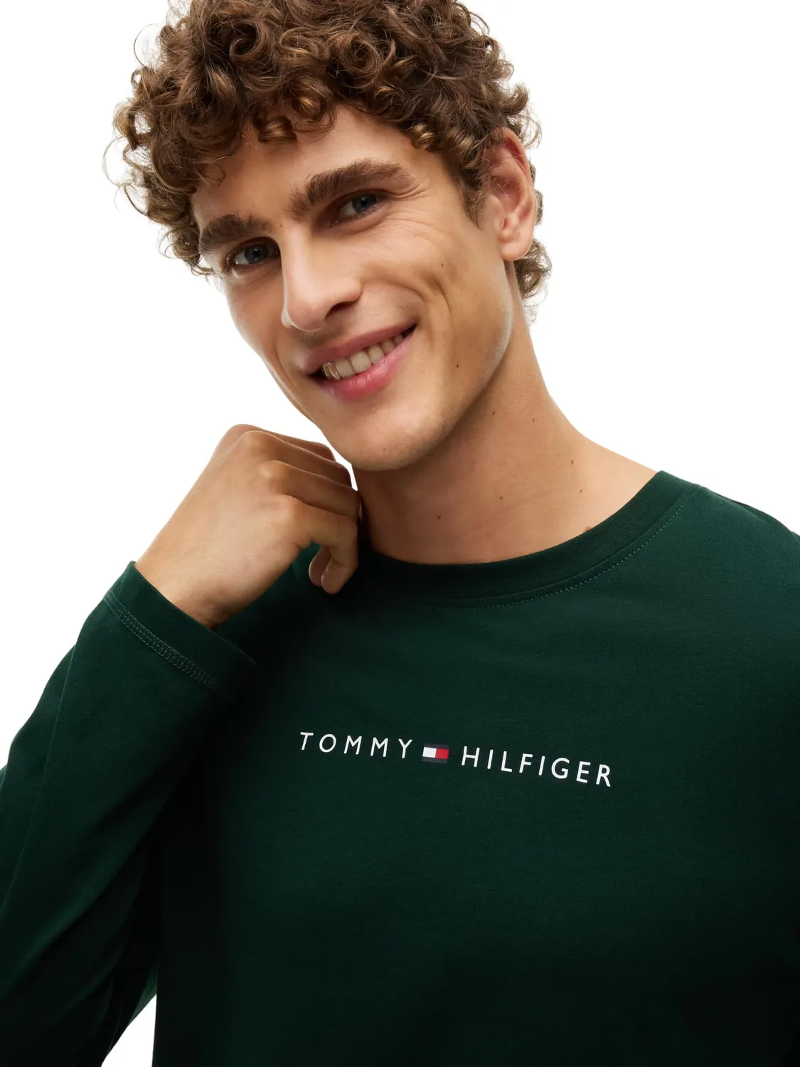 Tommy Hilfiger UM0UM04014 T-Shirt Manica Lunga L Verde Logo