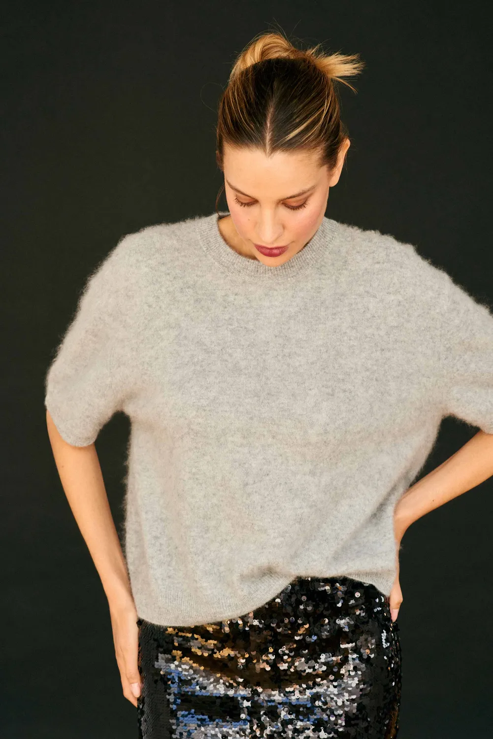 Jumper 1234 Brushed T-shirt maglia cashmere grigia