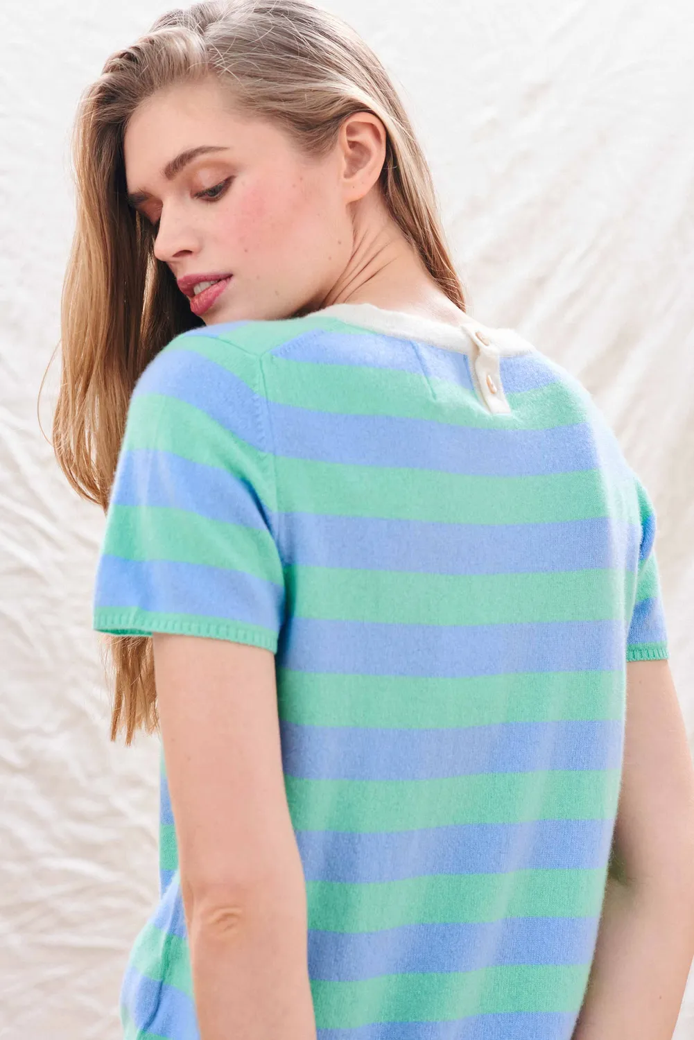 Jumper 1234 Stripe T-Shirt maglia righe blu verde maniche corte