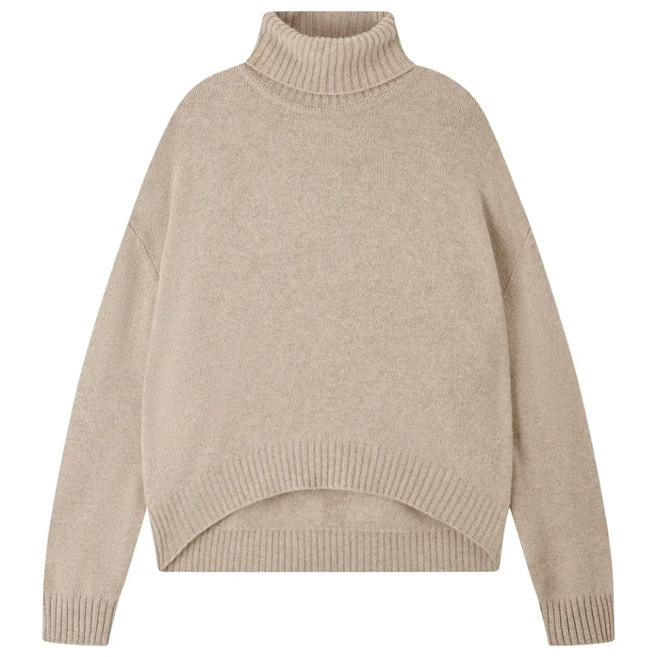 Jumper 1234 Oversize Roll Collar maglione cashmere beige collo alto