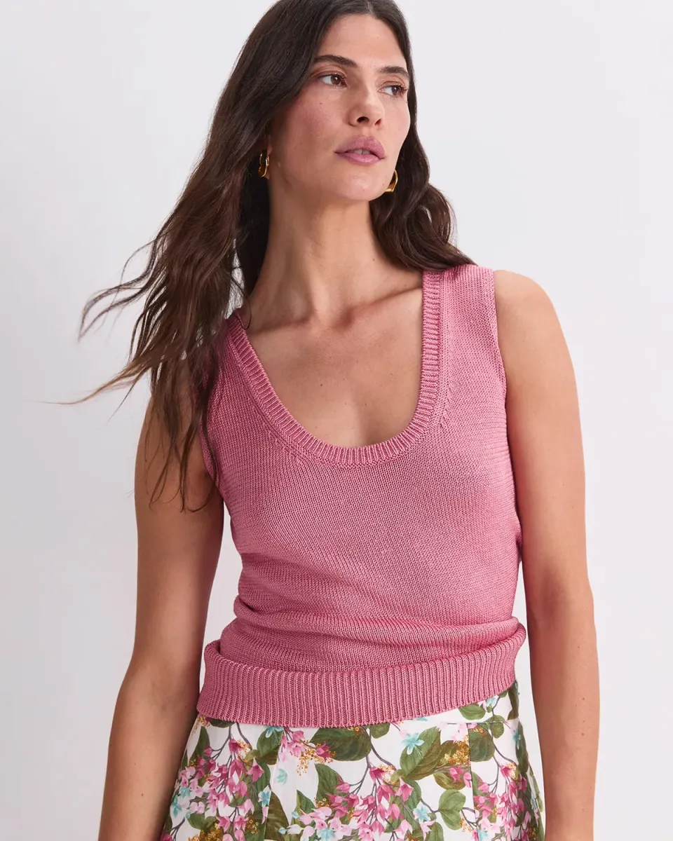 Sportscraft 121070 canotta lino donna scollo tondo