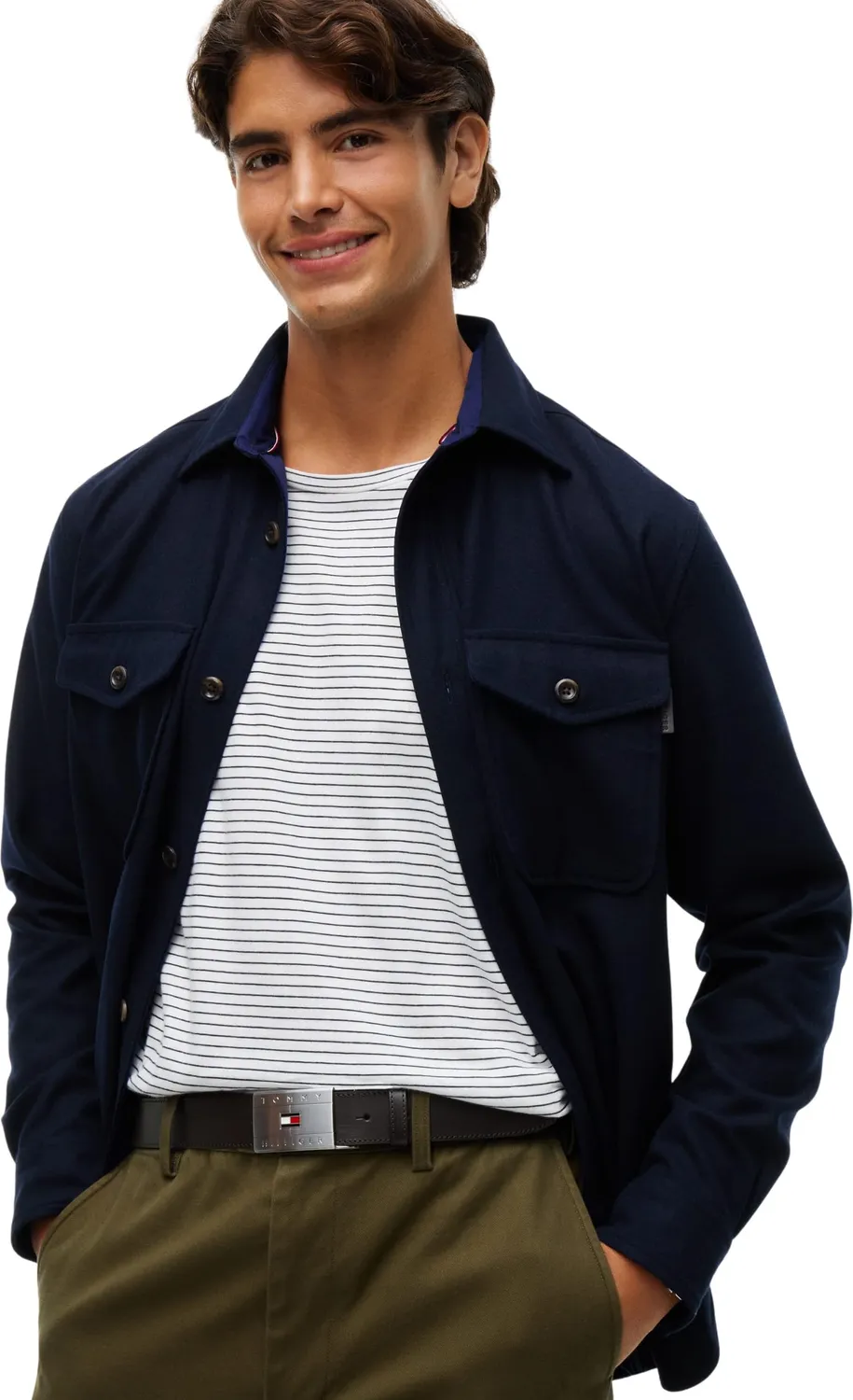 Tommy Hilfiger Flag Plaque AM0AM14322 cintura uomo nera fibbia