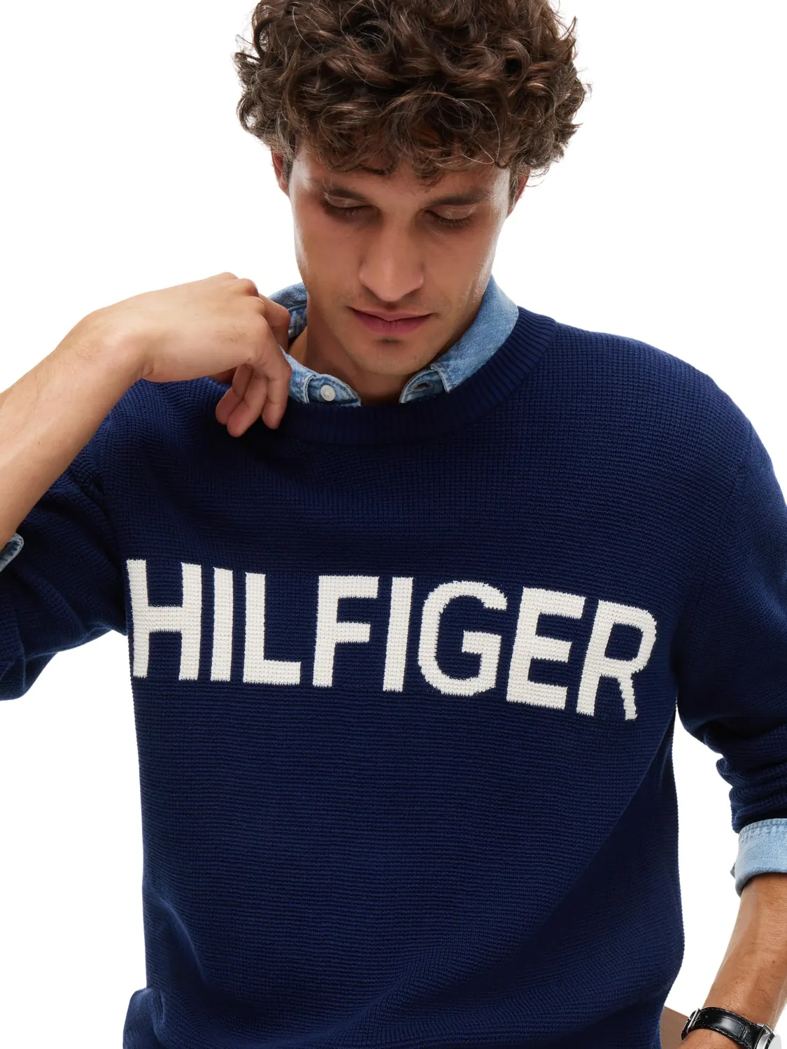 Tommy Hilfiger Waffle MW0MW44771 felpa uomo L blu navy