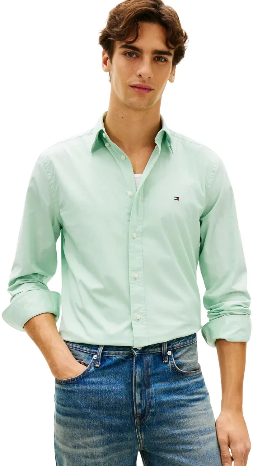 Tommy Hilfiger Flex Poplin camicia regular fit beige uomo