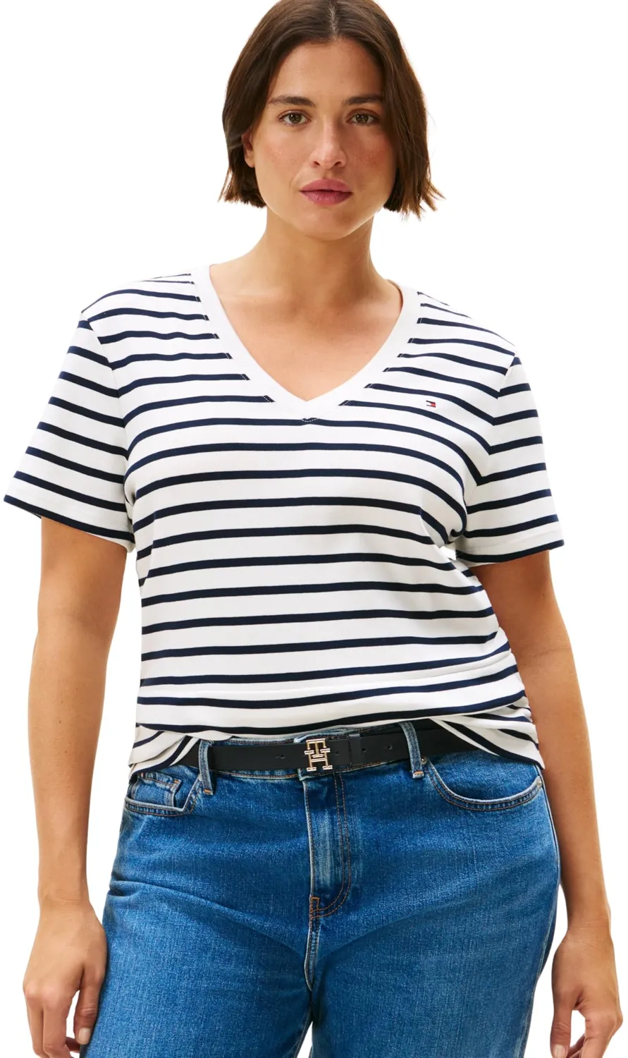 Tommy Hilfiger Cody Maglietta Donna Scollo V Blu Slim
