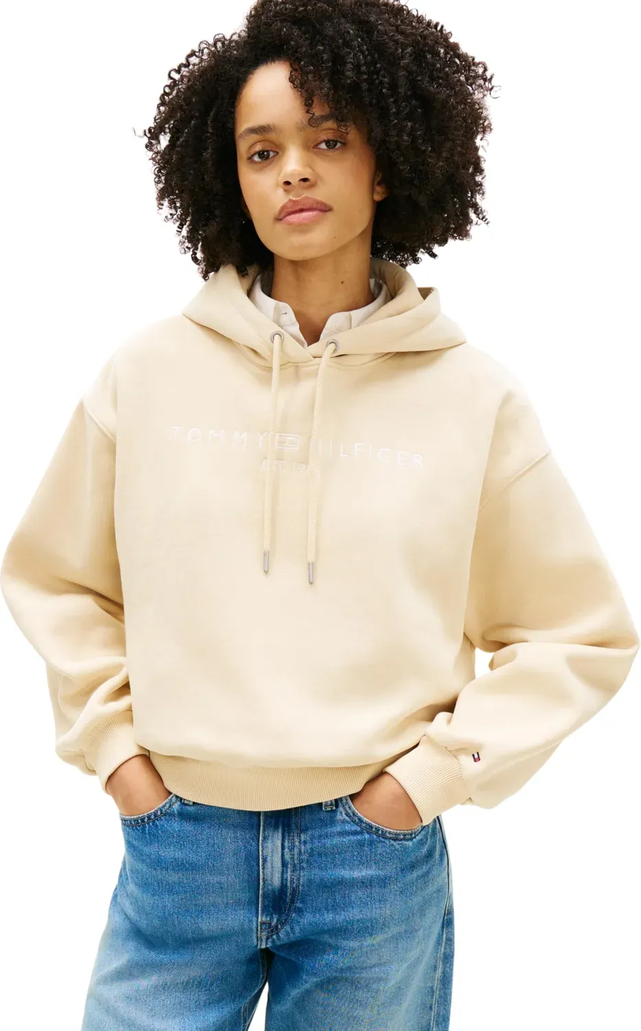 Tommy Hilfiger Corp Logo WW0WW47832 felpa donna XS cappuccio