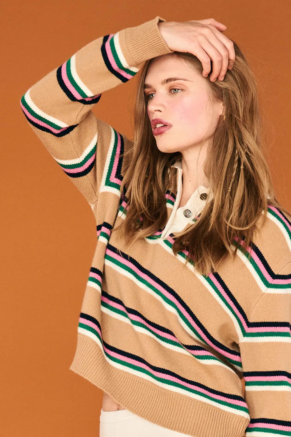 Jumper 1234 Stripe Rugby maglione lana cashmere cammello