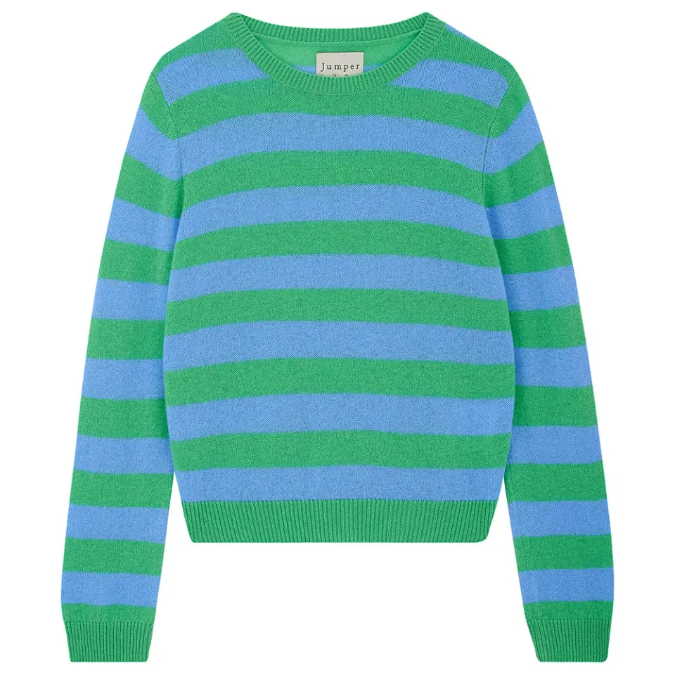 Jumper 1234 Cashmere Stripe Crew maglione leggero verde blu
