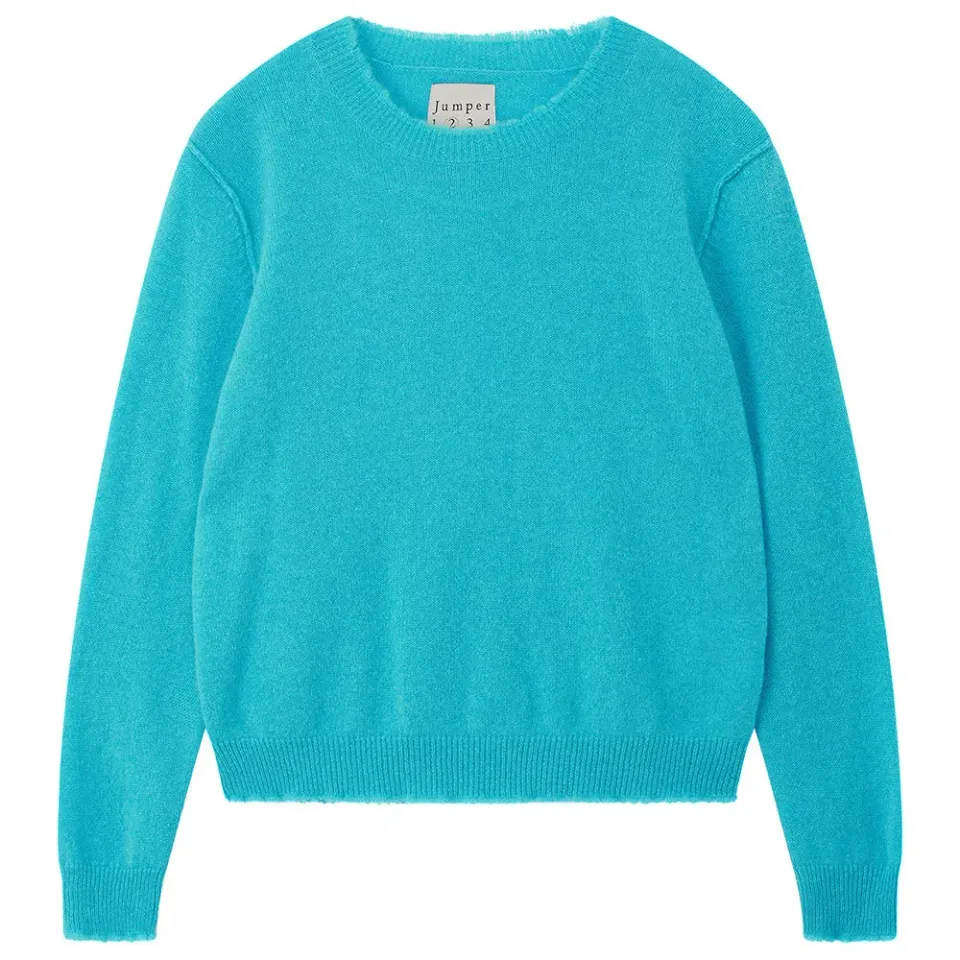 Jumper 1234 Cashmere Distressed Crew maglione turchese