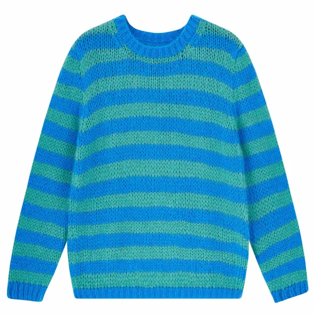 Jumper 1234 Stripe Crew maglione blu verde mohair taglia 2