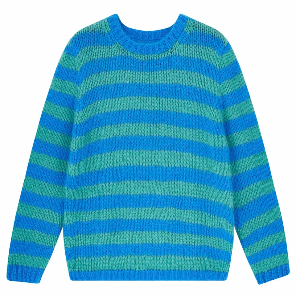 Jumper 1234 Stripe Crew maglione blu verde mohair taglia 2