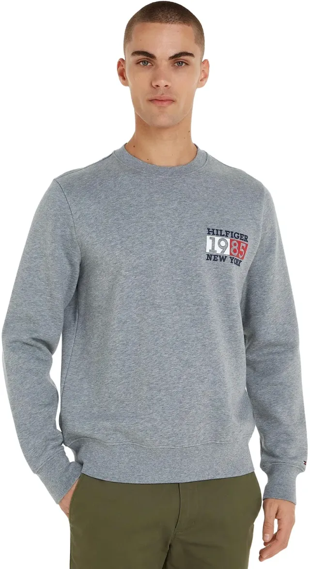 Tommy Hilfiger felpa uomo girocollo grigia medium grey XS