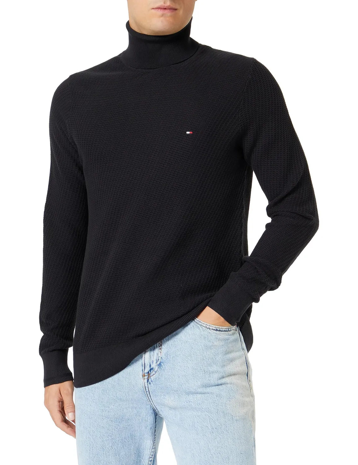 Tommy Hilfiger Pullover Collo Alto Maglione Uomo Blu