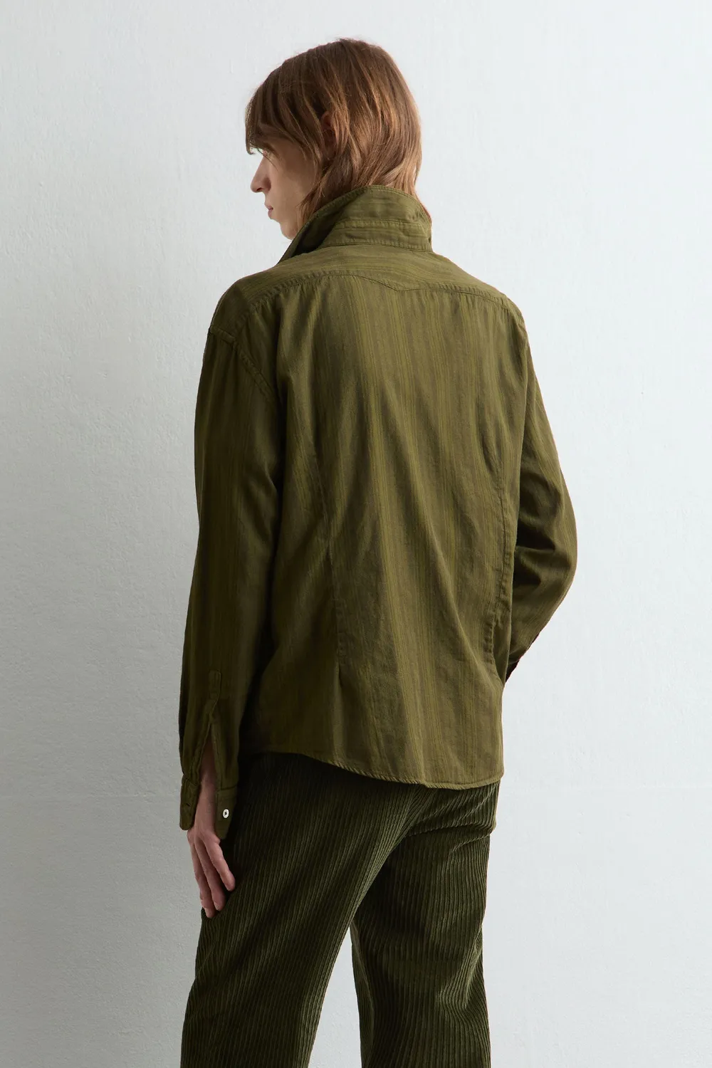Massimo Alba Boxy camicia uomo moss green cotone