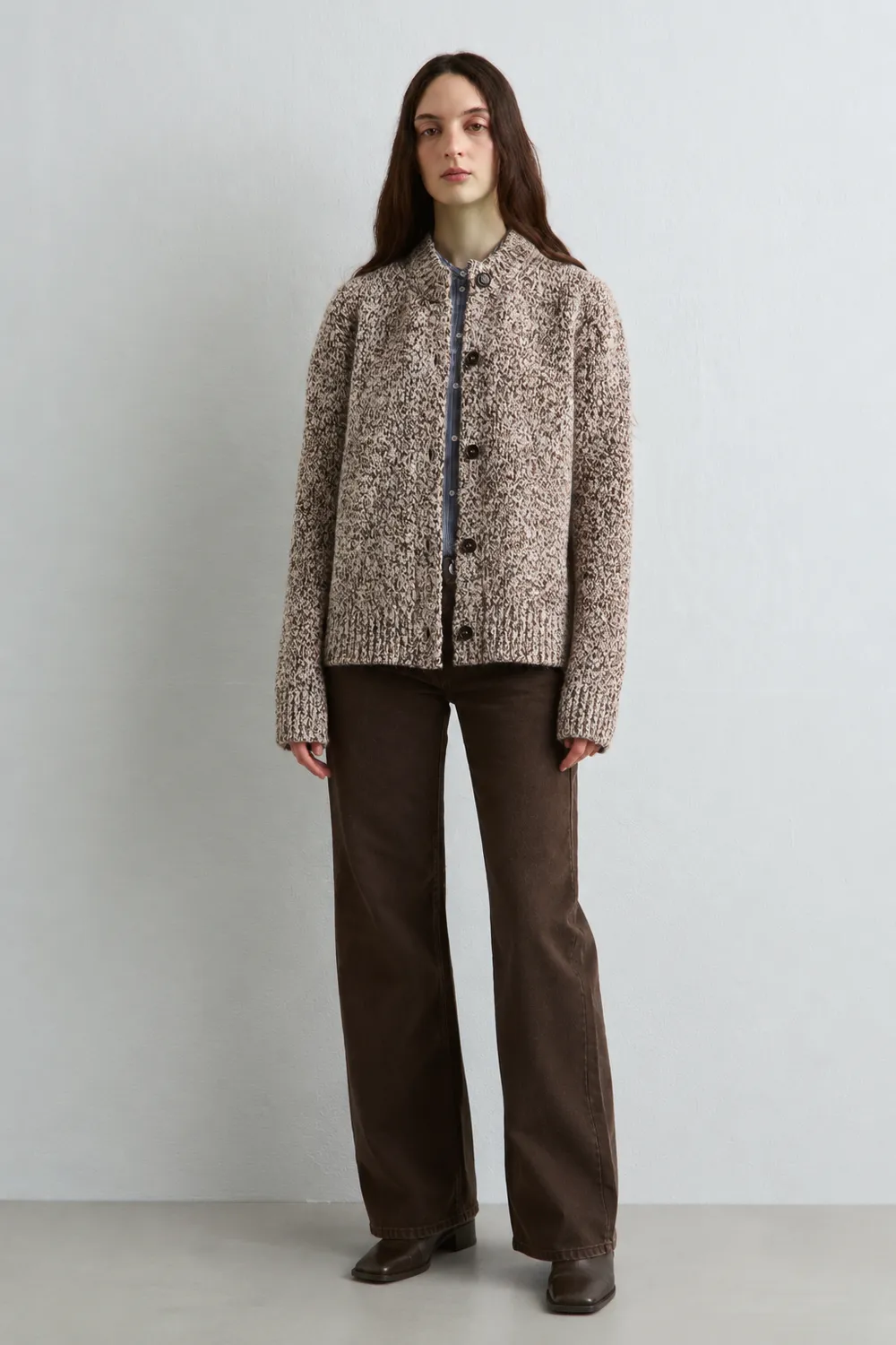Massimo Alba Demetra cardigan marrone lana alpaca