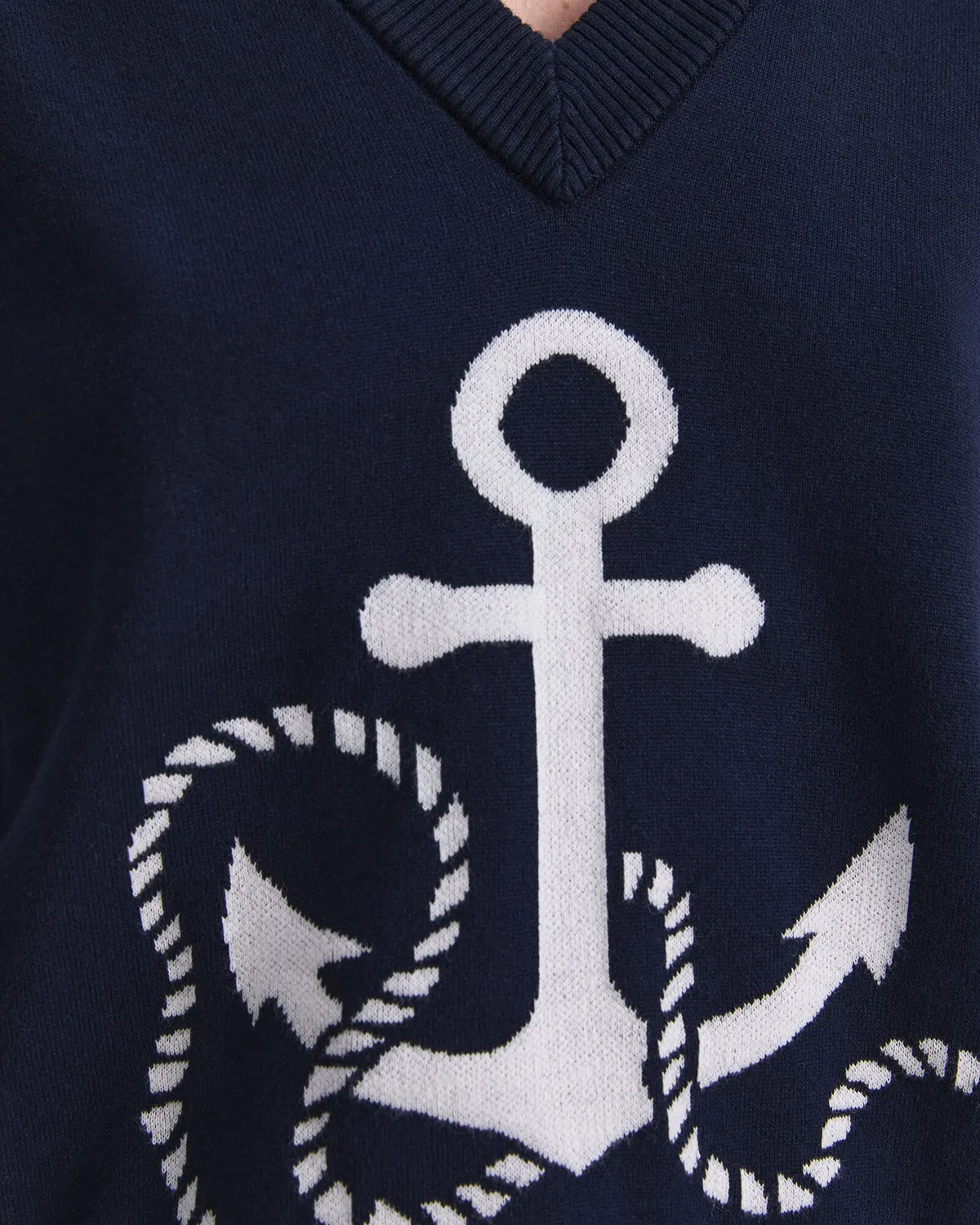 Sportscraft Anchor maglione cotone jacquard scollo V