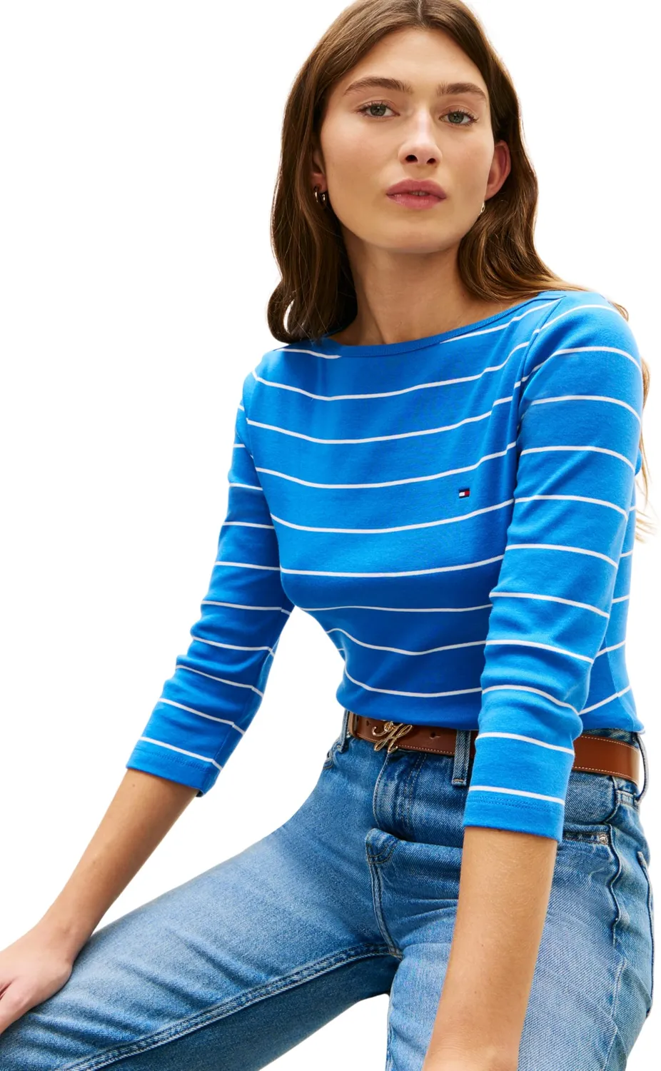Tommy Hilfiger New Cody Maglia Donna L blu scollo barca