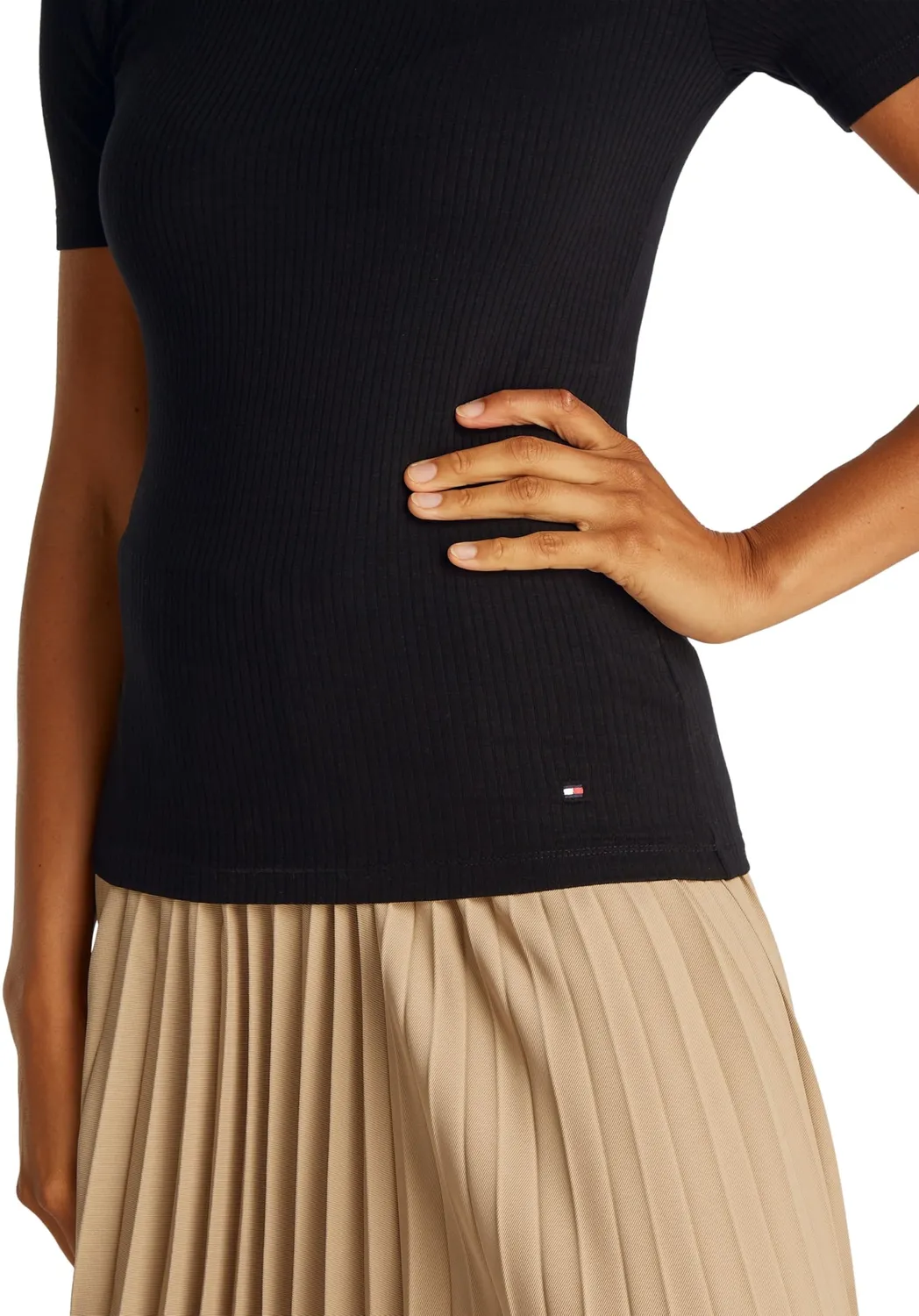 Tommy Hilfiger 5X2 Rib Slim Fit t-shirt donna S nera