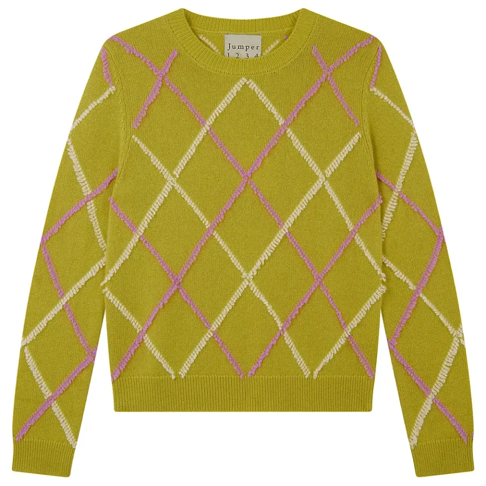 JUMPER 1234 Argyle Outline Crew Maglione verde cashmere e lana