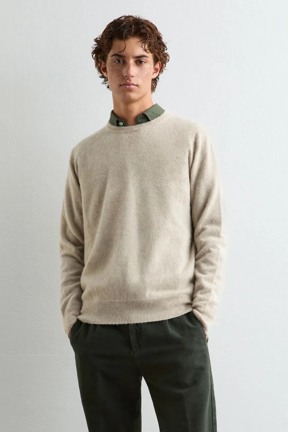 Massimo Alba Kane maglione girocollo sesame cashmere