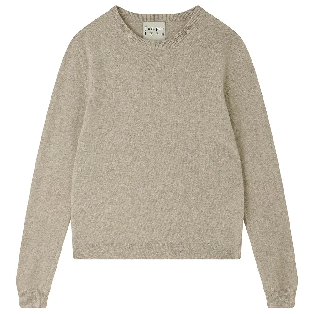 Jumper 1234 Heart Patch Crew maglione cashmere beige cuori rossi