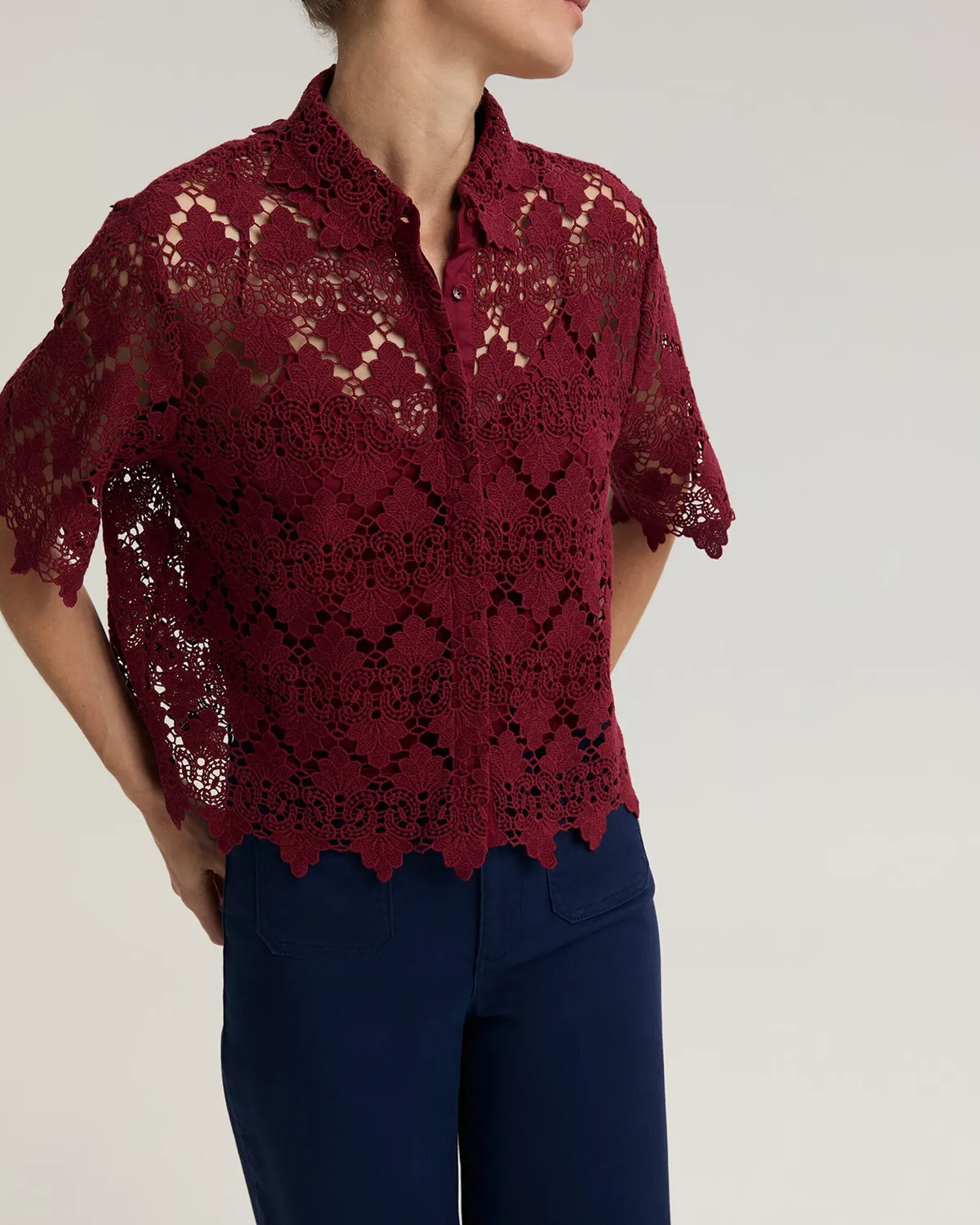 Sportscraft Ariana Lace Cropped camicia in pizzo