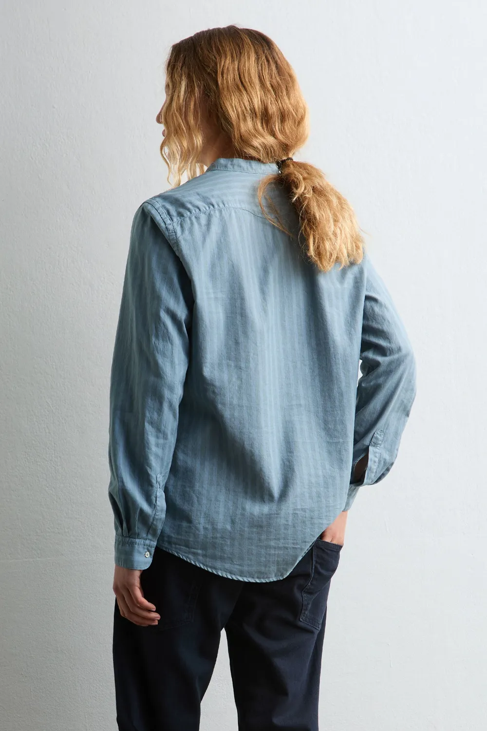 Massimo Alba Leontine camicia donna Air Blue collo coreana