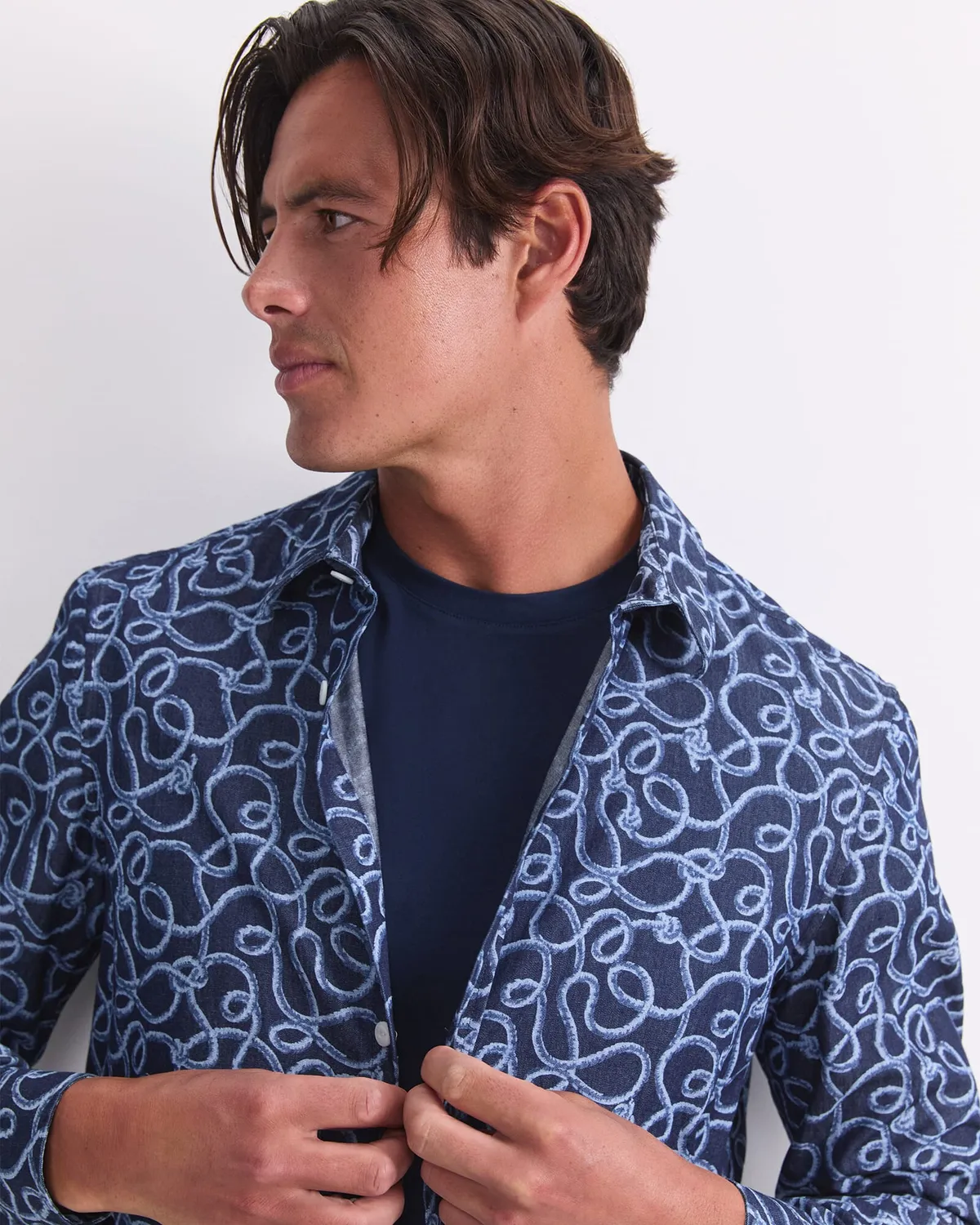 Sportscraft Rope Long Sleeve camicia denim stampa corda