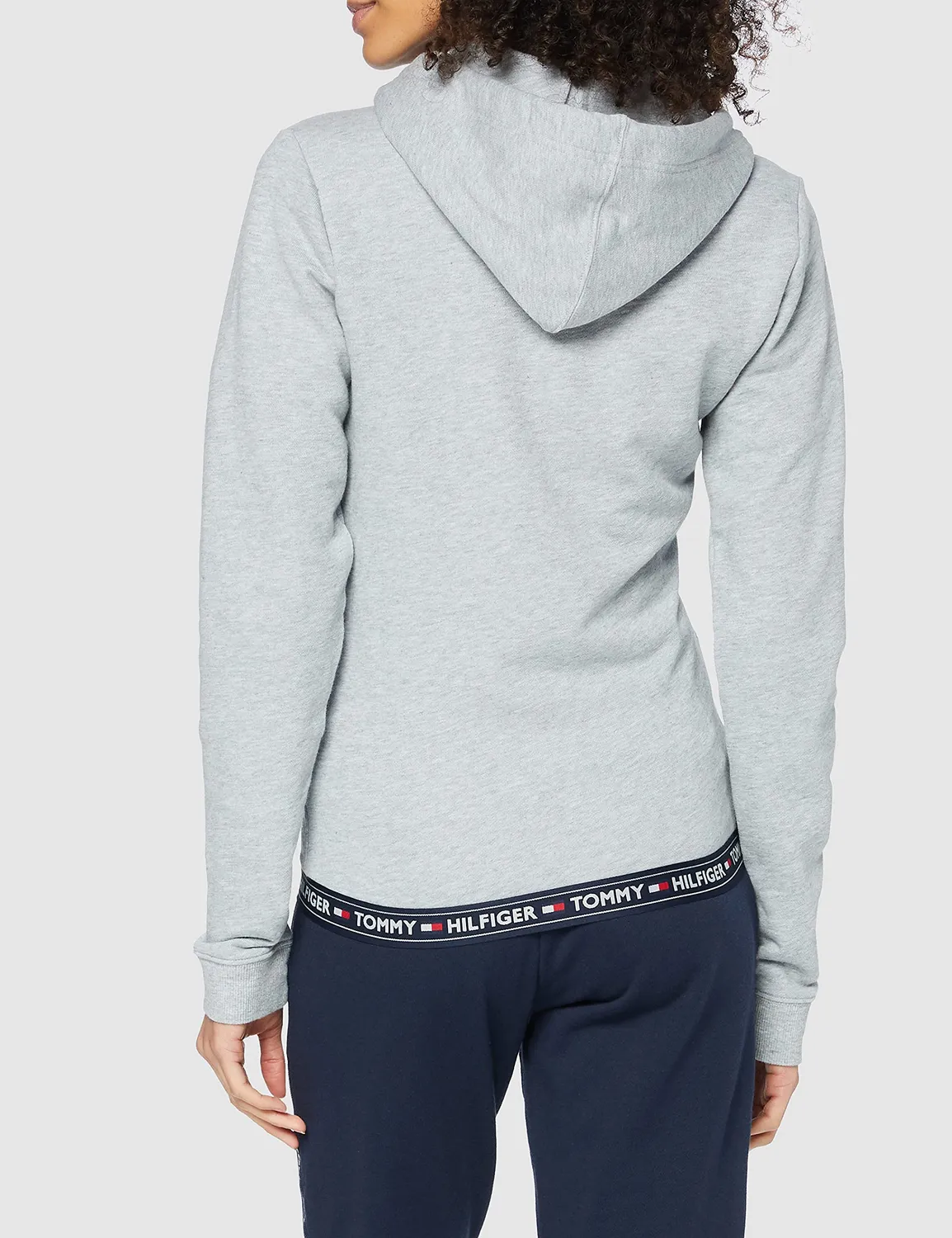 Tommy Hilfiger Terry felpa zip donna cappuccio blu navy