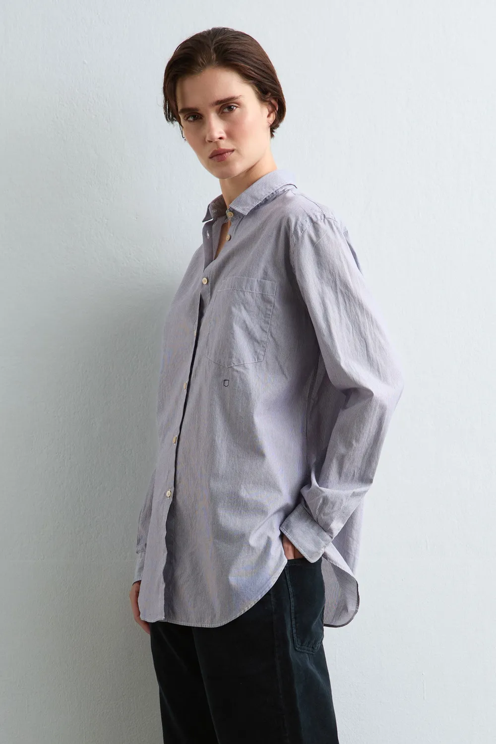 Massimo Alba Uma camicia donna blu in cotone