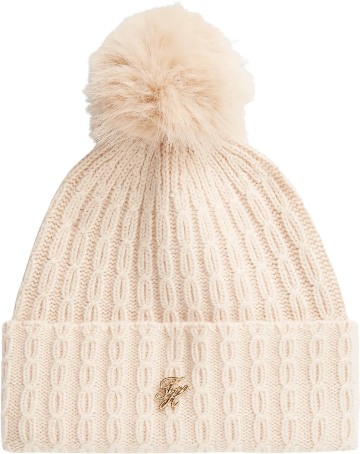 Tommy Hilfiger TH Script AW0AW19112 berretto grigio pon pon